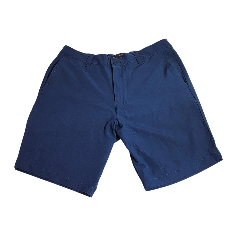 Banana Republic Core Temp Navy Blue Shorts Mens 36 Elastic Back Ripstop Chino